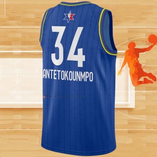 Camiseta All Star 2020 Milwaukee Bucks Giannis Antetokounmpo NO 34 Azul