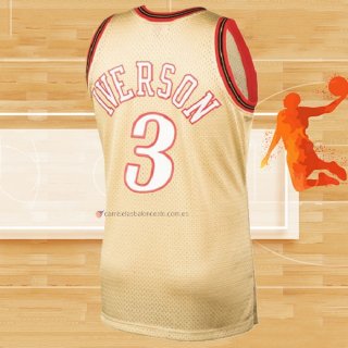 Camiseta Philadelphia 76ers Allen Iverson NO 3 Mitchell & Ness 1997-98 Oro