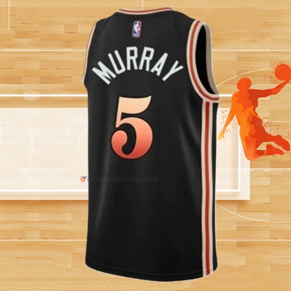 Camiseta Atlanta Hawks Dejounte Murray NO 5 Ciudad 2022-23 Negro