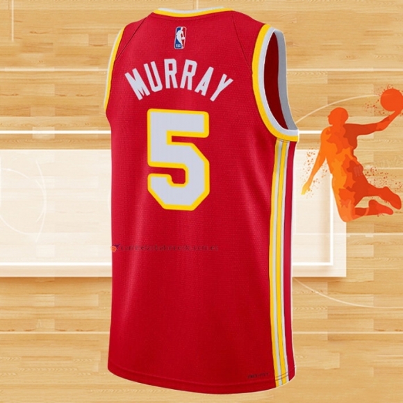 Camiseta Atlanta Hawks Dejounte Murray NO 5 Icon 2022-23 Rojo