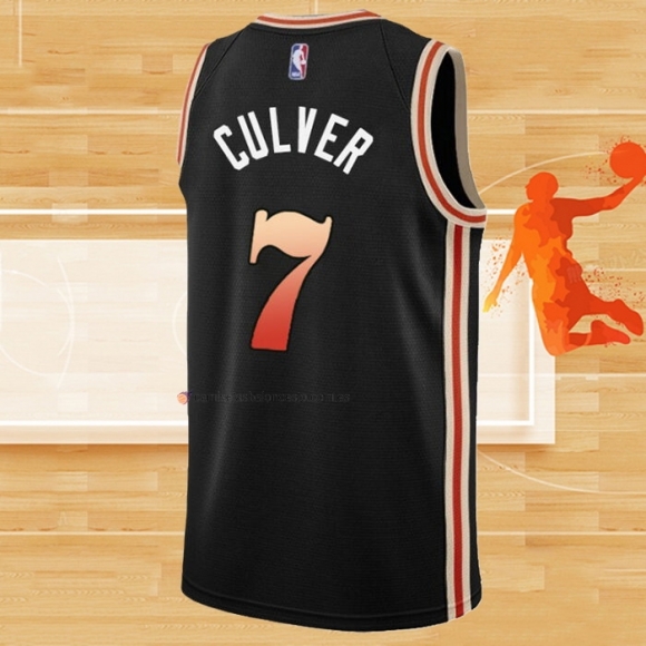 Camiseta Atlanta Hawks Jarrett Culver NO 7 Ciudad 2022-23 Negro