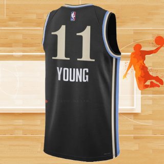 Camiseta Atlanta Hawks Trae Young NO 11 Ciudad 2023-24 Negro