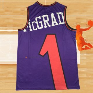 Camiseta Toronto Raptors Tracy Mcgrady NO 1 Mitchell & Ness Big Face Violeta