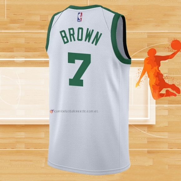 Camiseta Boston Celtics Jaylen Brown NO 7 75th Anniversary Blanco