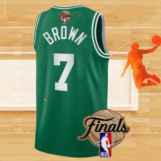 Camiseta Boston Celtics Jaylen Brown NO 7 Icon 2022 NBA Finals Verde