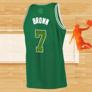 Camiseta Boston Celtics Jaylen Brown NO 7 Snakeskin Hardwood Classics 2021 Verde