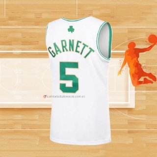 Camiseta Boston Celtics Kevin Garnett NO 5 Hardwood Classics Throwback 2007-08 Blanco