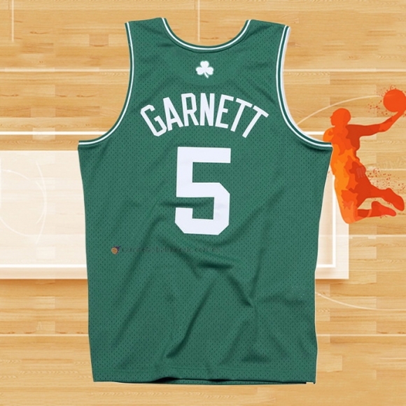 Camiseta Boston Celtics Kevin Garnett NO 5 Hardwood Classics Throwback Verde