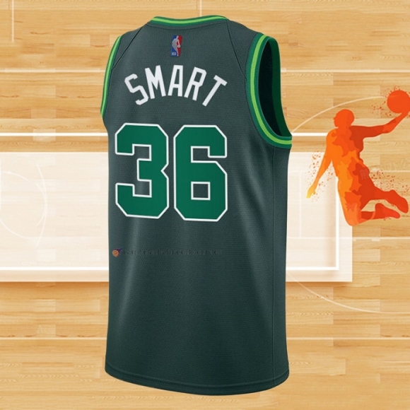 Camiseta Boston Celtics Marcus Smart NO 36 Earned 2020-21 Verde