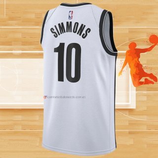 Camiseta Brooklyn Nets Ben Simmons NO 10 Association 2020 Blanco