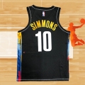 Camiseta Brooklyn Nets Ben Simmons NO 10 Ciudad 2020-21 Negro