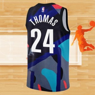 Camiseta Brooklyn Nets Cam Thomas NO 24 Ciudad 2023-24 Negro