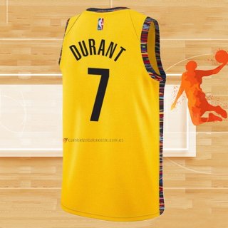 Camiseta Brooklyn Nets Kevin Durant NO 7 Ciudad 2020-21 Amarillo