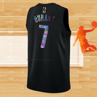 Camiseta Brooklyn Nets Kevin Durant NO 7 Iridescent Logo Negro