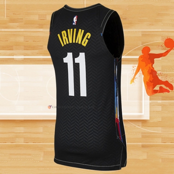 Camiseta Brooklyn Nets Kyrie Irving NO 11 Ciudad 2020-21 Autentico Negro