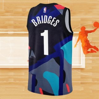 Camiseta Brooklyn Nets Mikal Bridges NO 1 Ciudad 2023-24 Negro