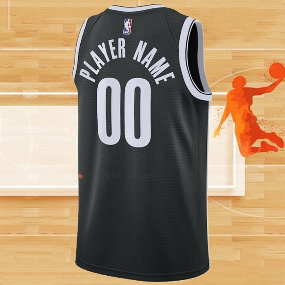 Camiseta Brooklyn Nets Personalizada Icon 2020-21 Negro