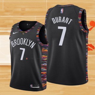 Camiseta Nino Brooklyn Nets Kevin Durant NO 7 Ciudad 2019-20 Negro