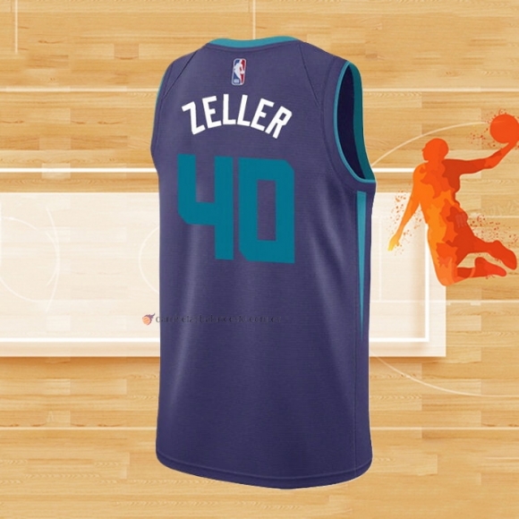 Camiseta Charlotte Hornets Cody Zeller NO 40 Statement Edition Violeta