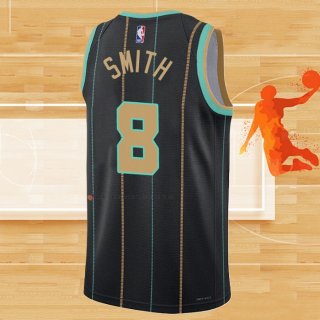 Camiseta Charlotte Hornets Dennis Smith NO 8 Ciudad 2022-23 Negro