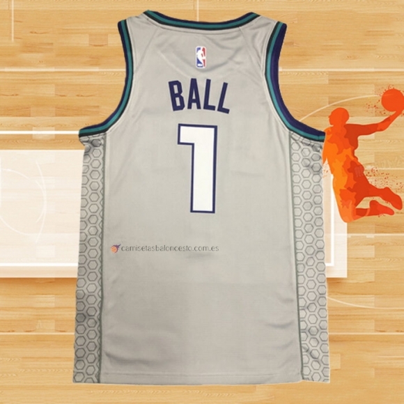 Camiseta Charlotte Hornets LaMelo Ball NO 1 Ciudad Edition Gris