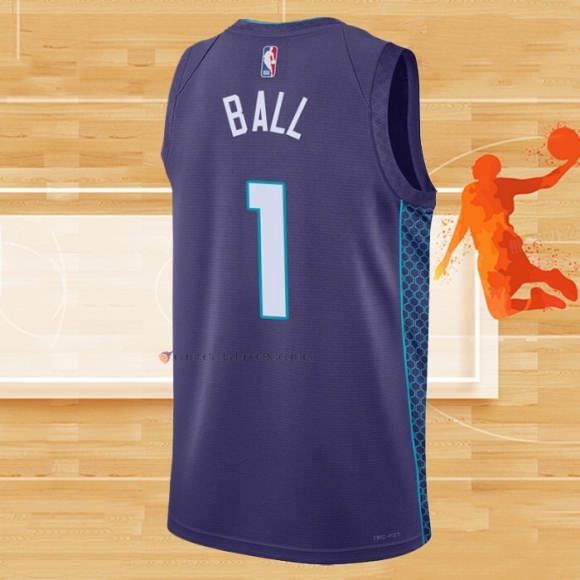 Camiseta Charlotte Hornets LaMelo Ball NO 1 Statement 2022-23 Violeta