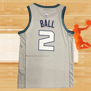 Camiseta Charlotte Hornets LaMelo Ball NO 2 Ciudad Edition Gris