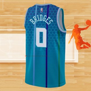 Camiseta Charlotte Hornets Miles Bridges NO 0 Ciudad 2021-22 Azul