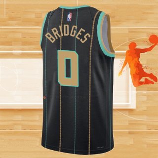 Camiseta Charlotte Hornets Miles Bridges NO 0 Ciudad 2022-23 Negro