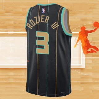 Camiseta Charlotte Hornets Terry Rozier III NO 3 Ciudad 2022-23 Negro