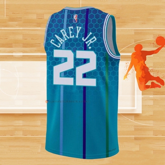 Camiseta Charlotte Hornets Vernon Carey JR. NO 22 Ciudad 2021-22 Azul