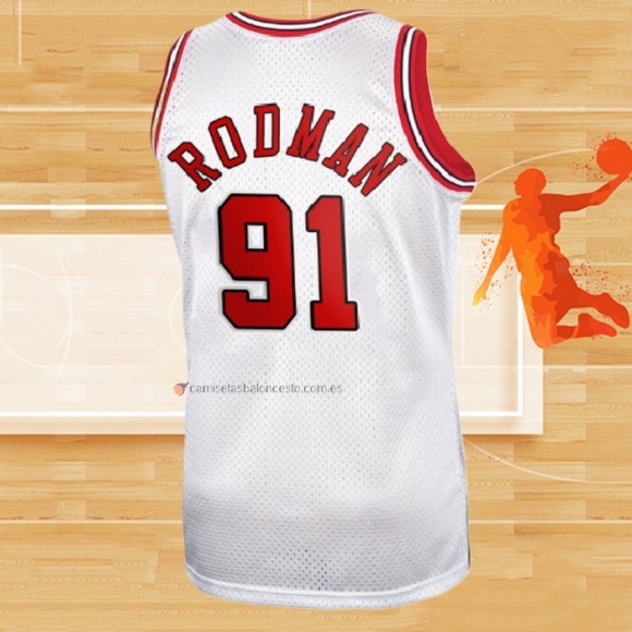 Camiseta Chicago Bulls Dennis Rodman NO 91 Mitchell & Ness 1997-98 Blanco