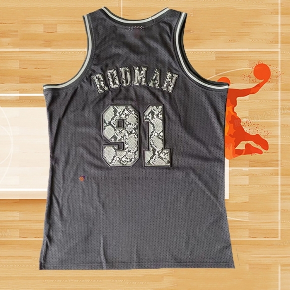 Camiseta Chicago Bulls Dennis Rodman NO 91 Mitchell & Ness 1997-98 Negro1