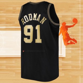 Camiseta Chicago Bulls Dennis Rodman NO 91 Mitchell & Ness 1997-98 Negro