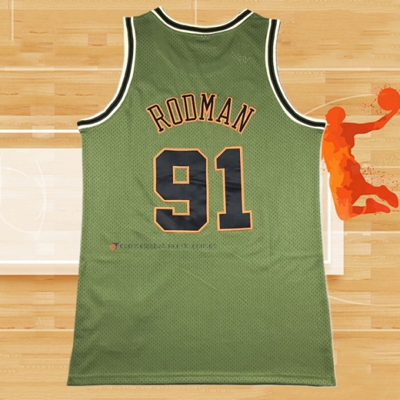 Camiseta Chicago Bulls Dennis Rodman NO 91 Mitchell & Ness 1997-98 Verde