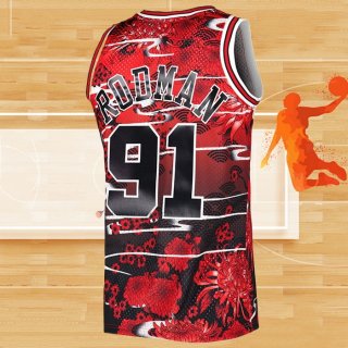 Camiseta Chicago Bulls Dennis Rodman NO 91 Mitchell & Ness Lunar New Year Rojo