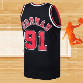 Camiseta Chicago Bulls Dennis Rodman NO 91 Mitchell & Ness Negro