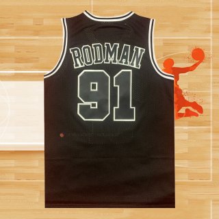 Camiseta Chicago Bulls Dennis Rodman NO 91 Retro Negro