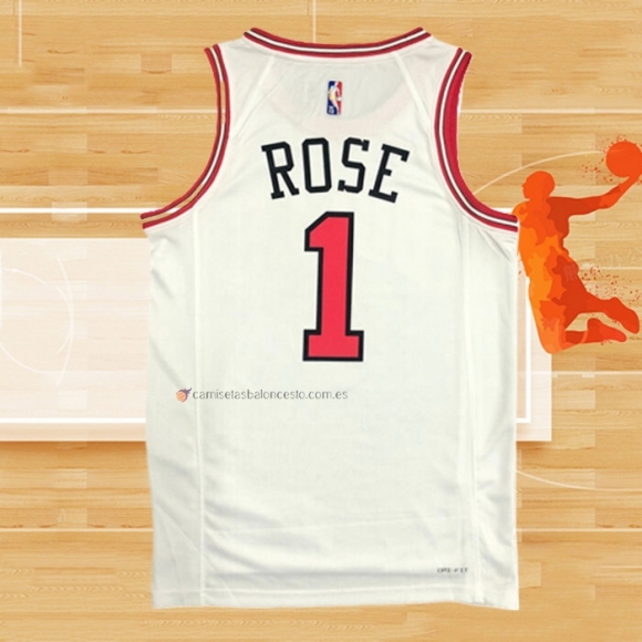 Camiseta Chicago Bulls Derrick Rose NO 1 Association 2021 Blanco