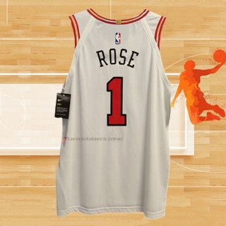 Camiseta Chicago Bulls Derrick Rose NO 1 Association Autentico Blanco