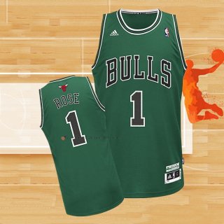 Camiseta Chicago Bulls Derrick Rose NO 1 Hardwood Classics Throwback 2008-09 Verde