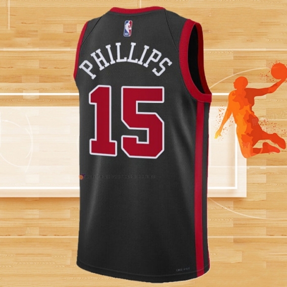 Camiseta Chicago Bulls Julian Phillips NO 15 Ciudad 2023-24 Negro