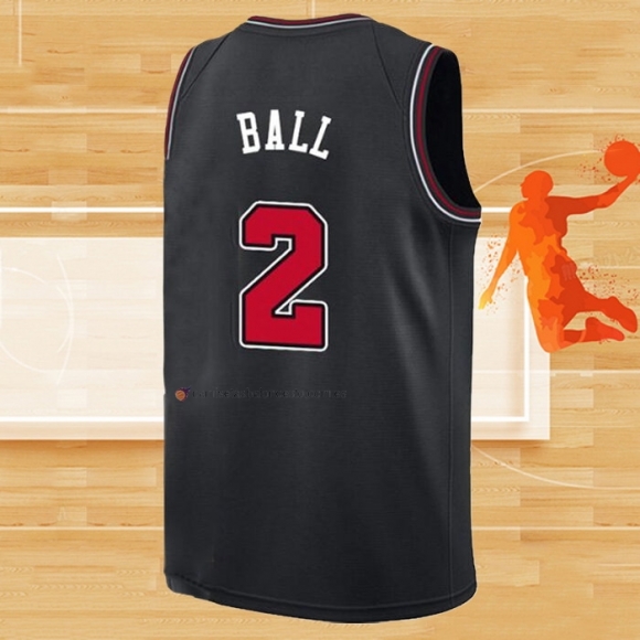 Camiseta Chicago Bulls Lonzo Ball NO 2 Statement 2021 Negro