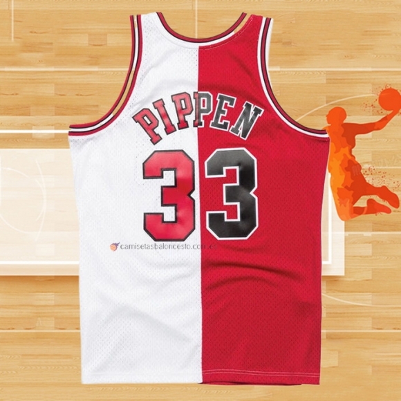 Camiseta Chicago Bulls Scottie Pippen NO 33 Mitchell & Ness Rojo Blanco