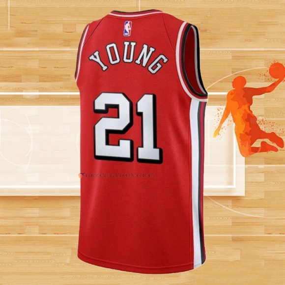 Camiseta Chicago Bulls Thaddeus Young NO 21 Ciudad 2021-22 Rojo