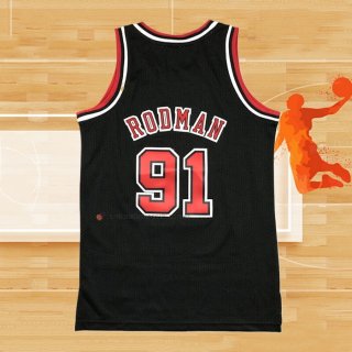 Camiseta Nino Chicago Bulls Dennis Rodman NO 91 Mitchell & Ness 1997-98 Negro