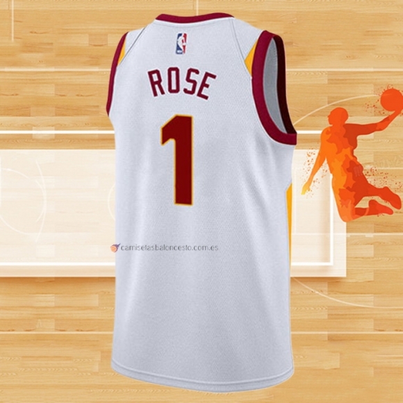 Camiseta Cleveland Cavaliers Derrick Rose NO 1 Association 2017-18 Blanco