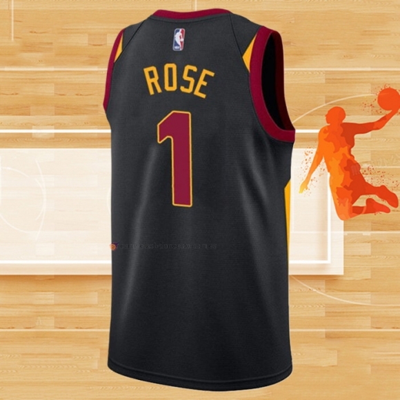 Camiseta Cleveland Cavaliers Derrick Rose NO 1 Statement 2020-21 Negro