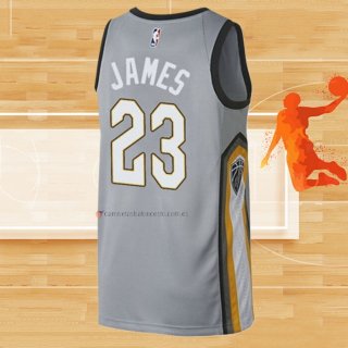 Camiseta Cleveland Cavaliers Lebron James NO 23 Ciudad 2018 Gris