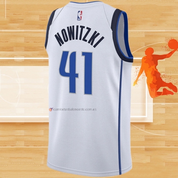 Camiseta Dallas Mavericks Dirk Nowitzki NO 41 Icon Blanco